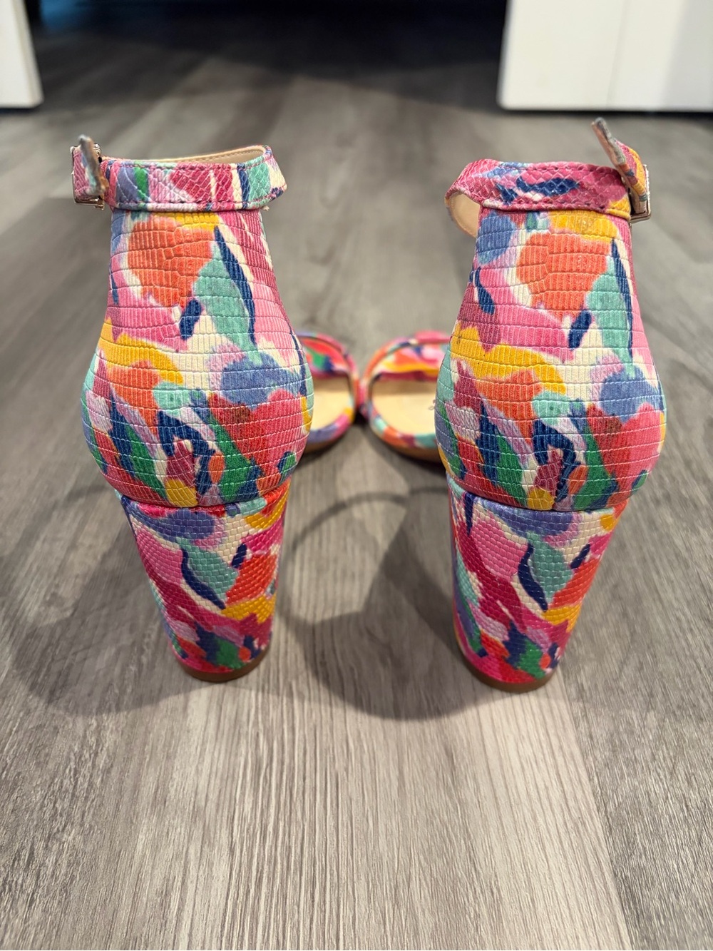 Alex Marie Halmar Ankle Strap Leather Sandals Heels Watercolor Pink Size 8.5 - Picture 4 of 6